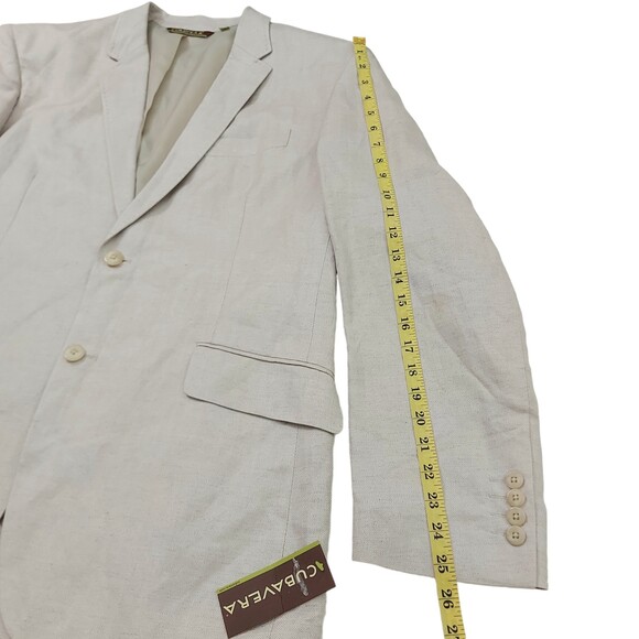 Cubavera Habana Night Sports Blazer Mens 44 Beige Two Button Linen Rayon Casual - Picture 10 of 13